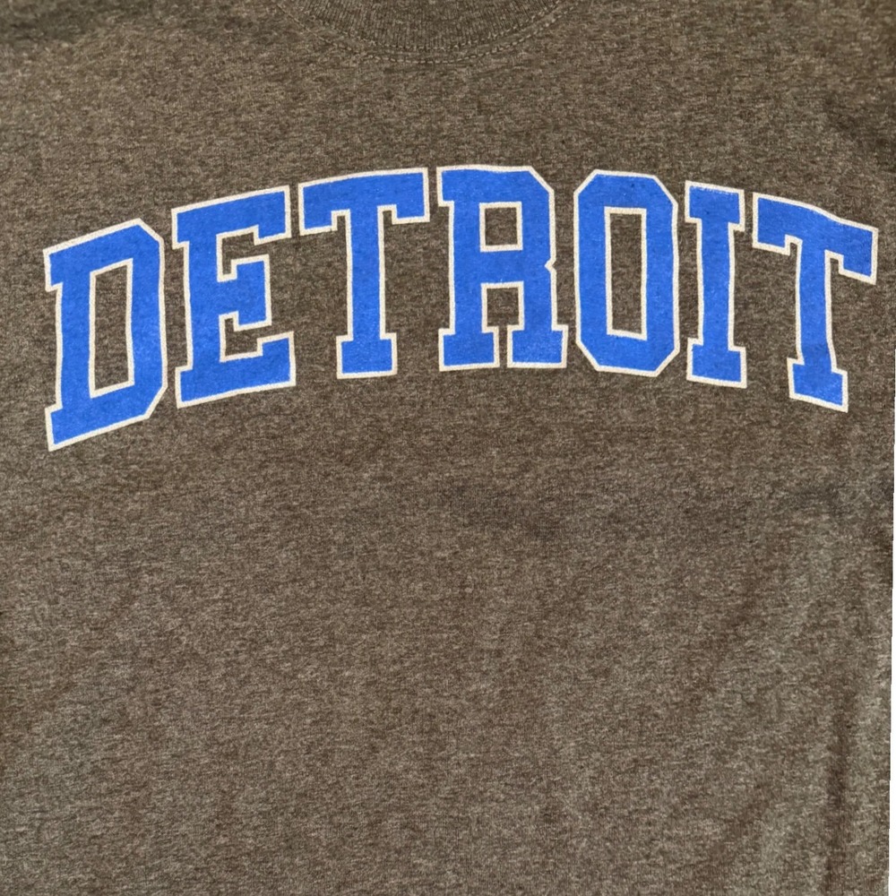 Delta Detroit T Shirt Women's Large Gray Heather Blue Graphic Short Sleeve Tee - Picture 2 of 3